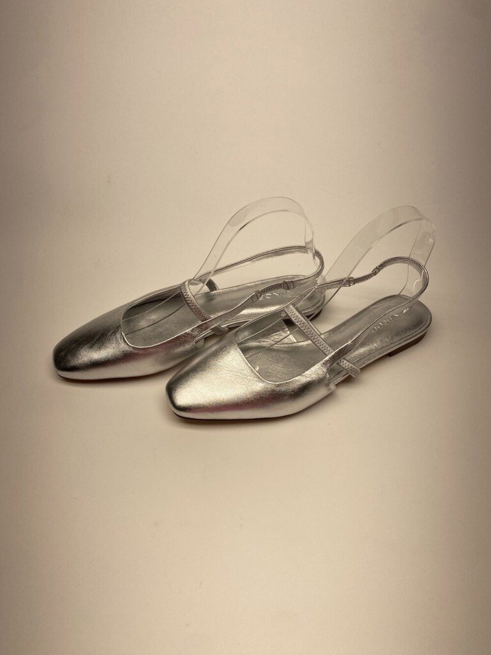 Vince Womens Classic Mary Jane Metallic Silver Slingback Flat Sz 8.5